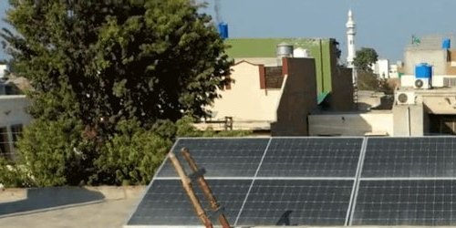 Rooftop solar array at Ali Saeed's home